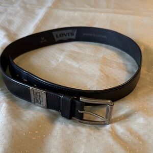Levi's Black Men's Synthetic Leather Belt with Silver Buckle